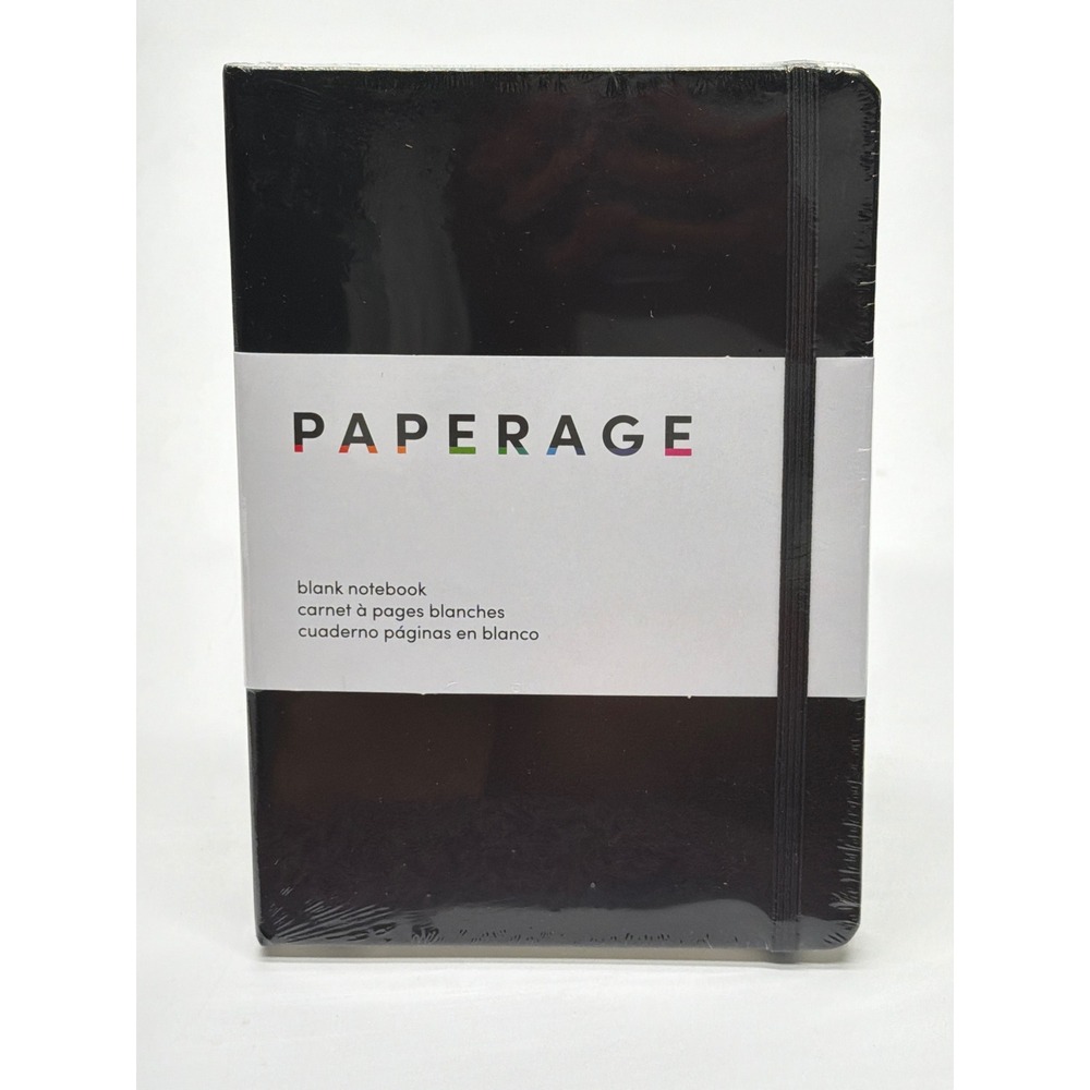 PAPERAGE Black Blank Notebook Hardcover 160 Pages 100gsm 5.6x8 inch 88017 NEW